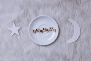 Ramadan lettering on white background